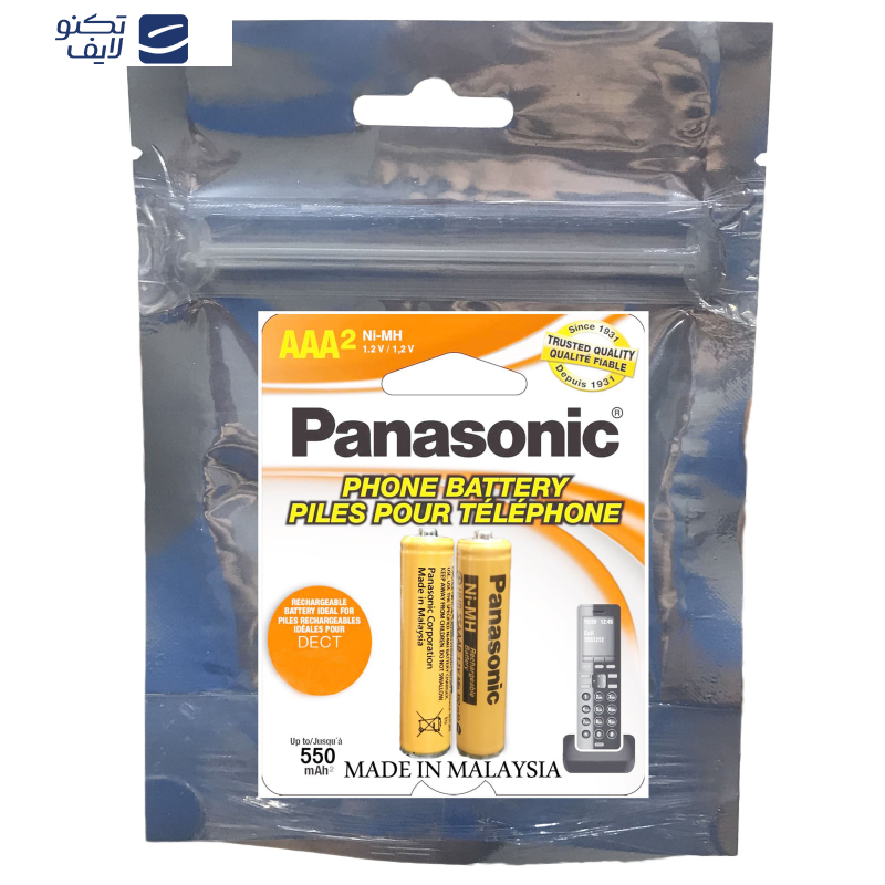 باتری نیم قلمی قابل شارژ پاناسونیک مدل Ni-MH/HHR-65AAAB بسته دو عددی