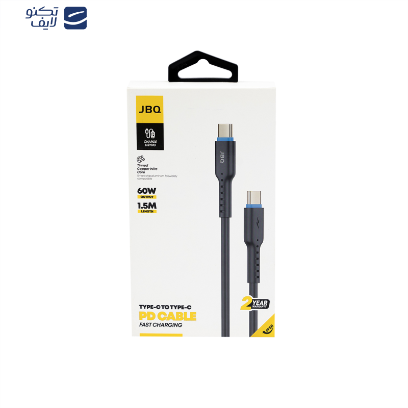 کابل تبدیل USB-C به USB-C جی بی کیو مدل CA-722 طول 1.5 متر کابل تبدیل USB-C به USB-C جی بی کیو مدل CA-722 طول 1.5 متر