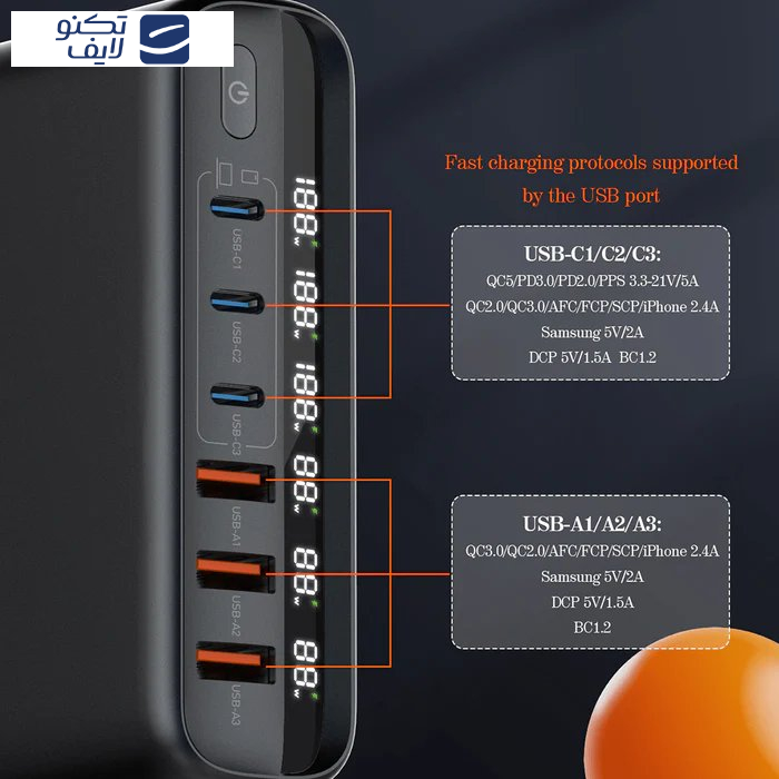 شارژر رومیزی 140 وات الدینیو مدل GaN A6140C 