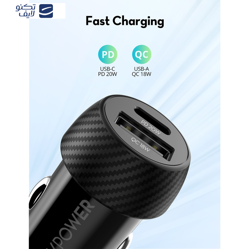 شارژر فندکی 20 وات راوپاور مدل RP-VC1016 شارژر فندکی 20 وات راوپاور مدل RP-VC1016