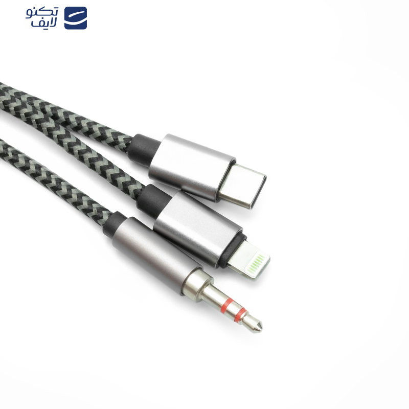 کابل تبدیل AUX به لایتنینگ / USB-C / AUX جی بی کیو مدل AX-31 طول 1.2 متر کابل تبدیل AUX به لایتنینگ / USB-C / AUX جی بی کیو مدل AX-31 طول 1.2 متر