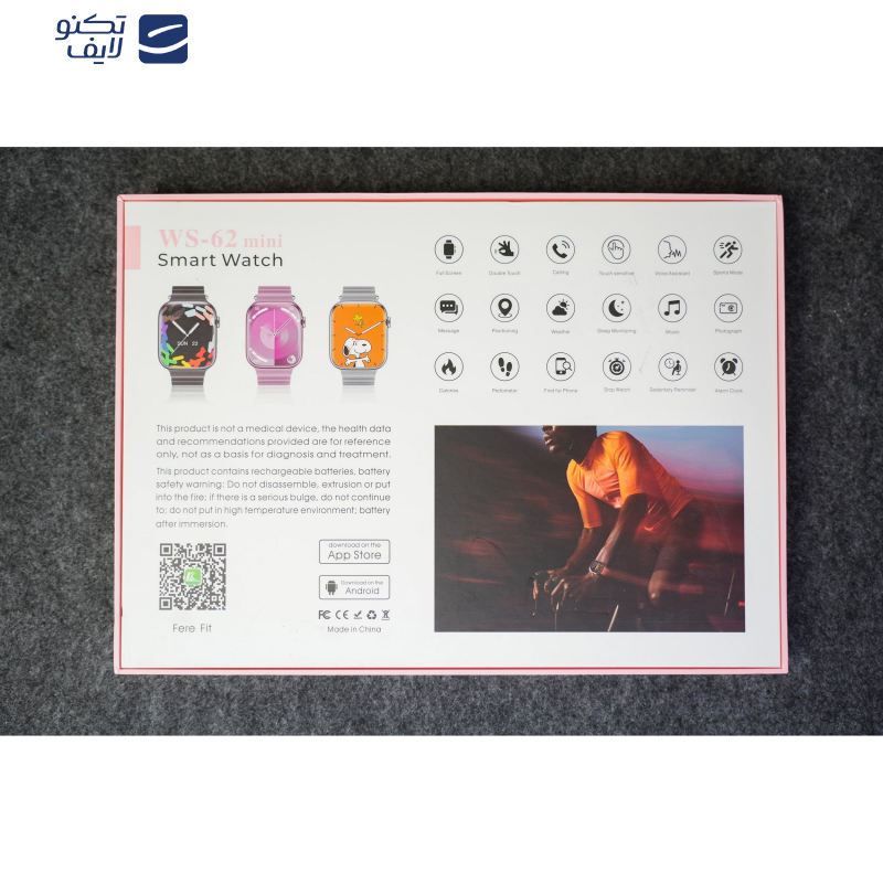 ساعت هوشمند مدل WS62 Mini صفحه نمایش لمسی، کنترل موسیقی، کنترل سطح اکسیژن خون، قابلیت مکالمه مستقیم، ضد آب بند فلز