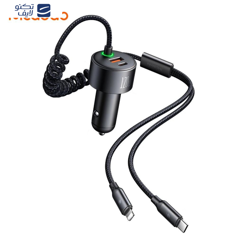 شارژر فندکی120 وات  مک دودو مدل cc-0370 به همراه کابل USB-C/لایتنینگ  شارژر فندکی120 وات  مک دودو مدل cc-0370 به همراه کابل USB-C/لایتنینگ