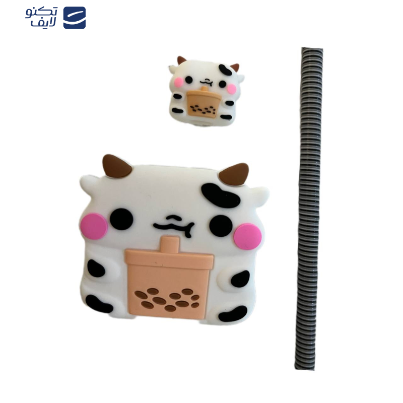 محافظ کابل طرح گاو مدل Silicon به همراه محافظ شارژ دیواری مجموعه 4 عددی محافظ کابل طرح گاو مدل Silicon به همراه محافظ شارژ دیواری مجموعه 4 عددی