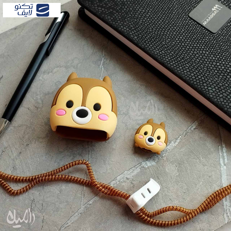 محافظ کابل طرح فانتزی سنجاب مدل Chip-tsum به همراه محافظ شارژر دیواری مجموعه 4 عددی