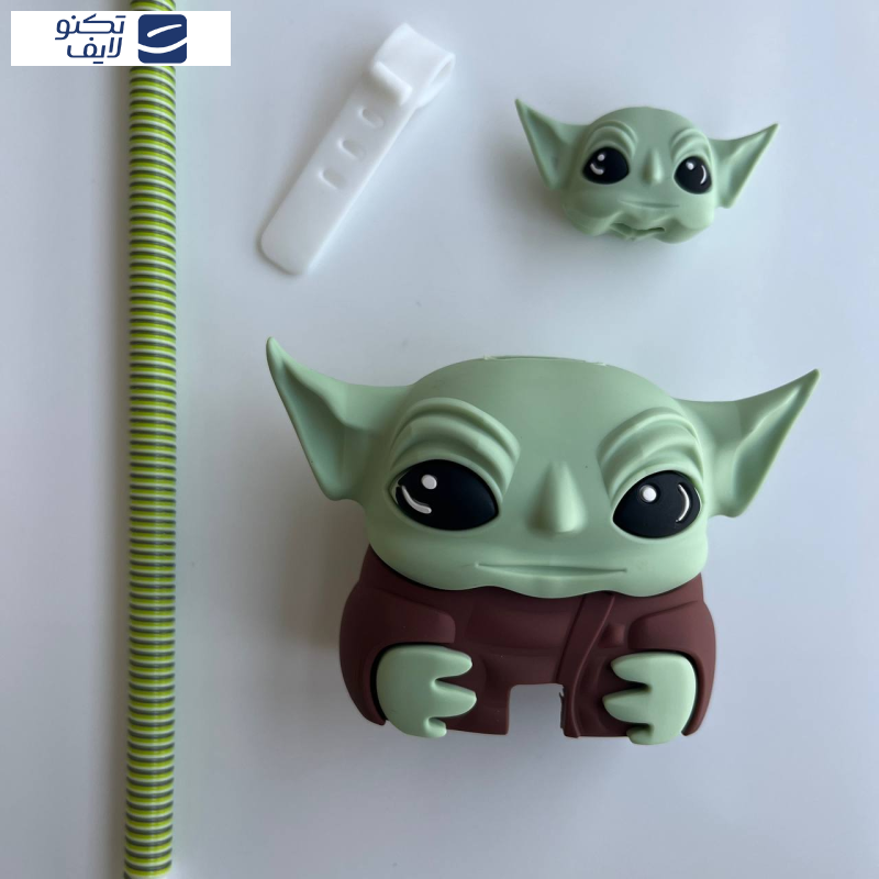 محافظ کابل طرح فانتزی مدل بیبی یودا به همراه محافظ شارژر دیواری مجموعه 4 عددی