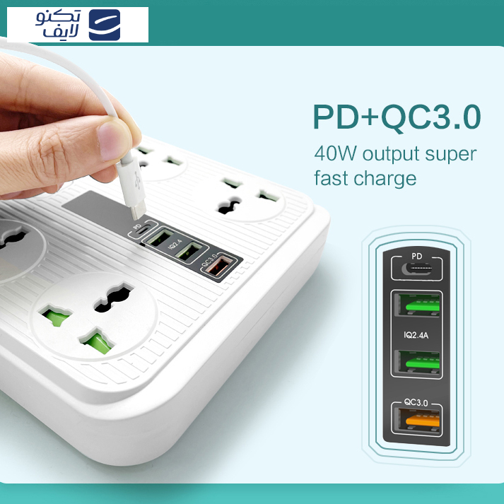 چندراهی برق و محافظ ولتاژ مدل T18 چندراهی برق و محافظ ولتاژ مدل T18