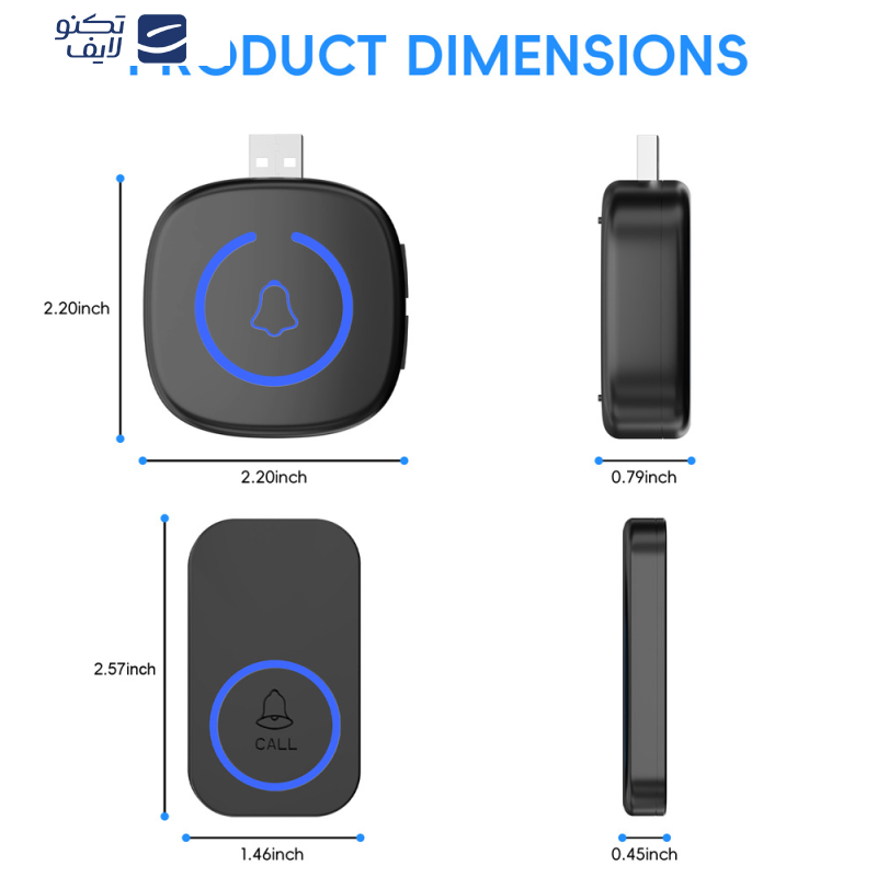 زنگ بی سیم مدل هوشمند درب کد ZA2 به همراه دو شستی زنگ بی سیم مدل هوشمند درب کد ZA2 به همراه دو شستی