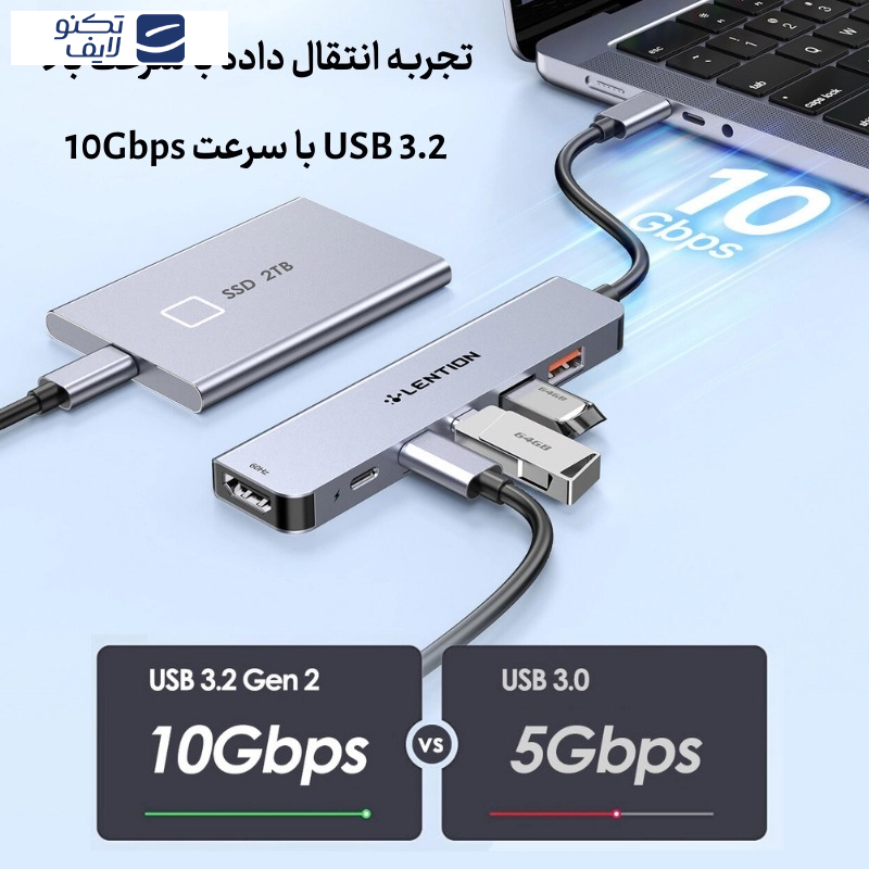 هاب 6 پورت USB-C لنشن مدل Ce37 هاب 6 پورت USB-C لنشن مدل Ce37