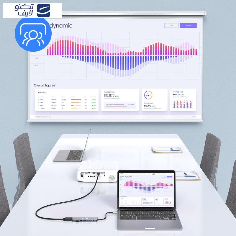 هاب 6 پورت USB-C لنشن مدل CE18-HCR   هاب 6 پورت USB-C لنشن مدل CE18-HCR