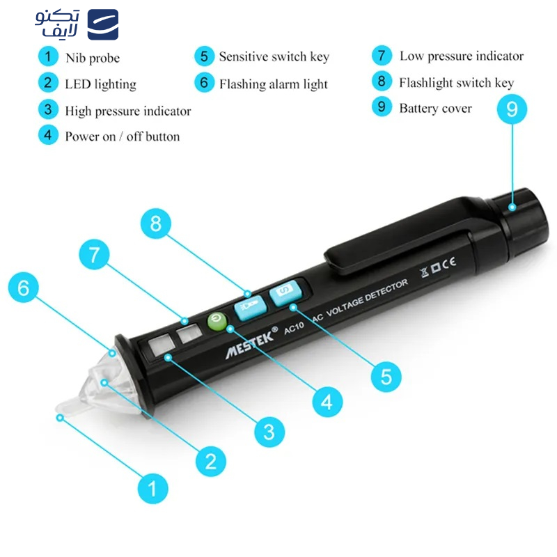 تستر ولتاژ دیجیتال مستک مدل AC10 تستر ولتاژ دیجیتال مستک مدل AC10