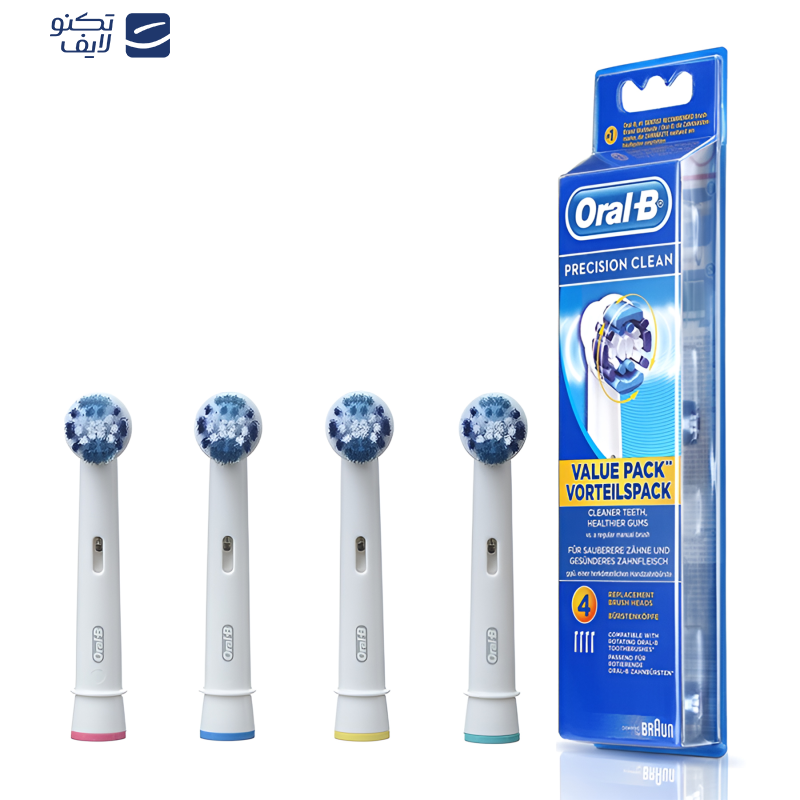 سری یدک مسواک برقی اورال-بی مدل PRECISION CLEAN بسته 4 عددی