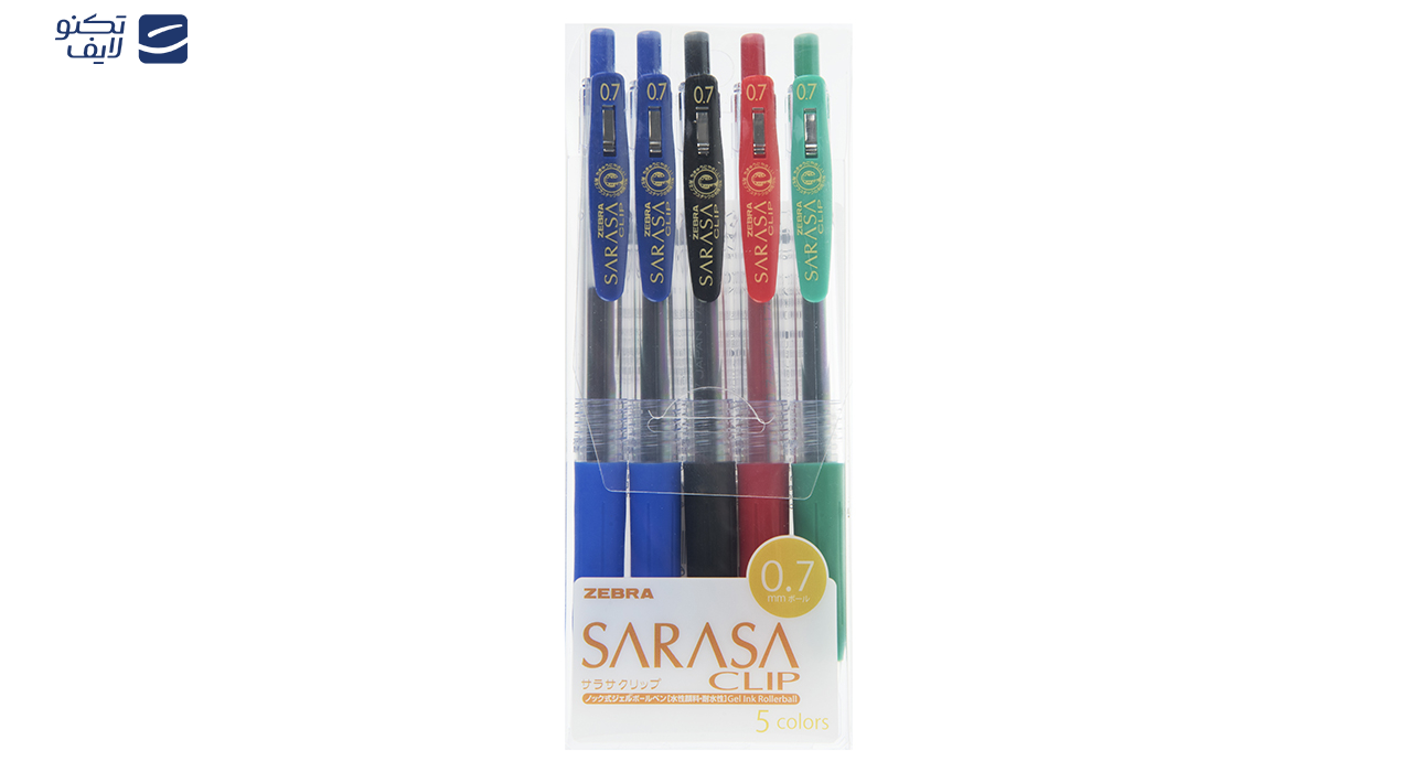 روان نویس 5 رنگ زبرا مدل Sarasa Clip با قطر نوشتاری 0.7 روان نویس 5 رنگ زبرا مدل Sarasa Clip با قطر نوشتاری 0.7
