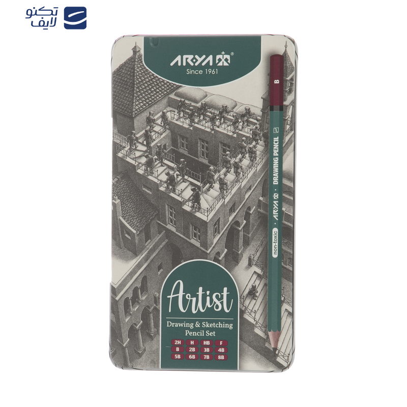 مداد طراحی آریا مدل Artist کد 001-3075 مجموعه 12 عددی