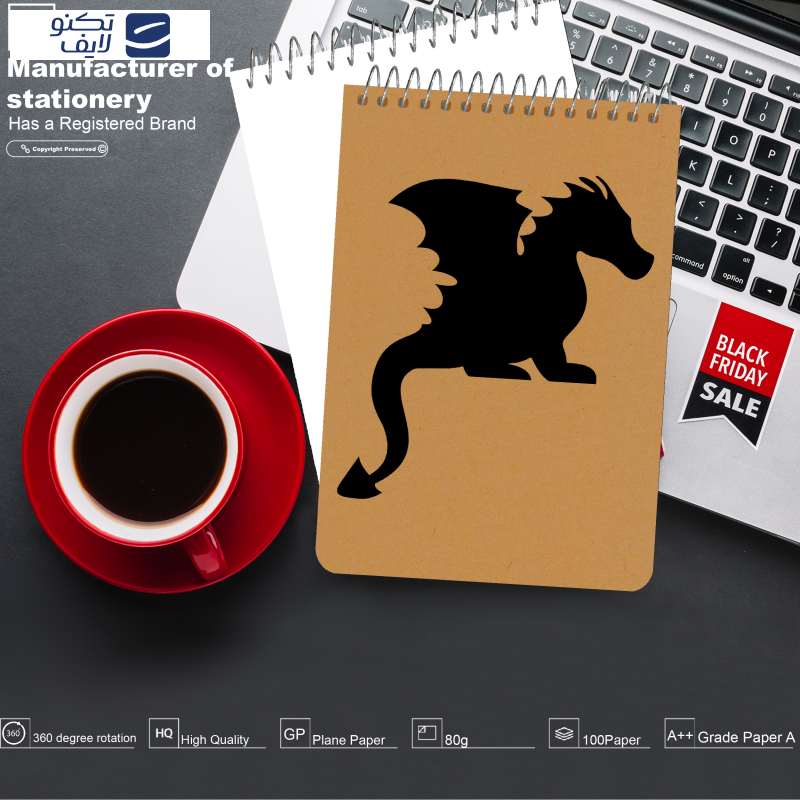 دفترچه یادداشت 100 برگ مستر راد طرح اژدها کد fantasy 1702 دفترچه یادداشت 100 برگ مستر راد طرح اژدها کد fantasy 1702