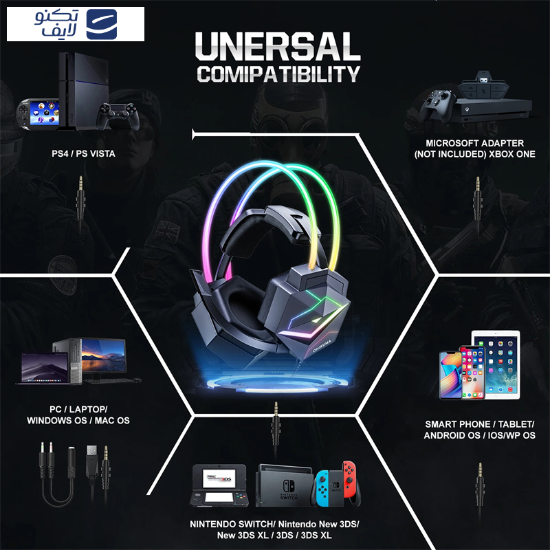 هدفون مخصوص بازی اونیکوما مدل X20 RGB-HEAD هدفون مخصوص بازی اونیکوما مدل X20 RGB-HEAD