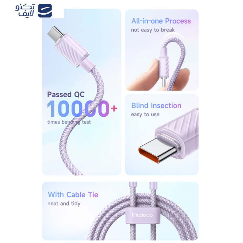 کابل USB به USB-C مک دودو مدل CA-3650 طول 1.2 متر کابل USB به USB-C مک دودو مدل CA-3650 طول 1.2 متر