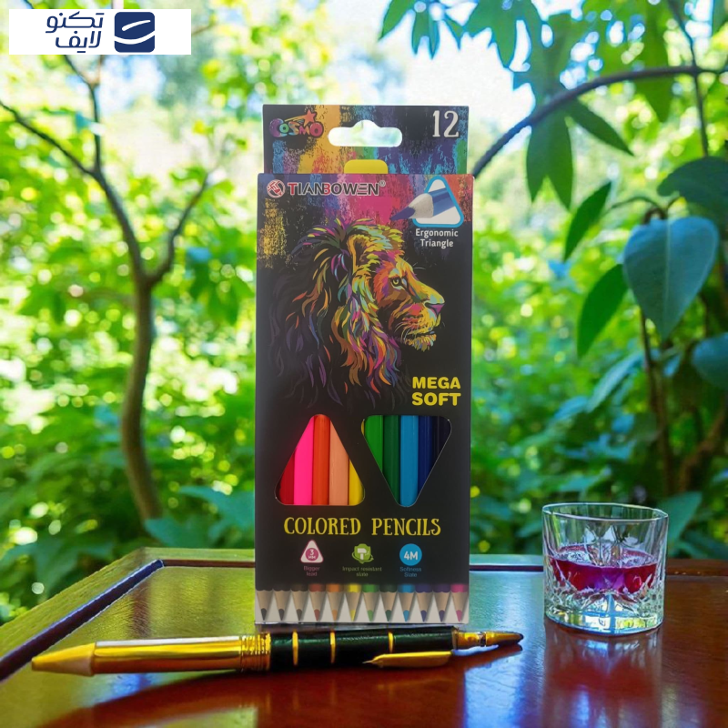 مداد رنگی 12 رنگ تیان بوون مدل شیر مداد رنگی 12 رنگ تیان بوون مدل شیر