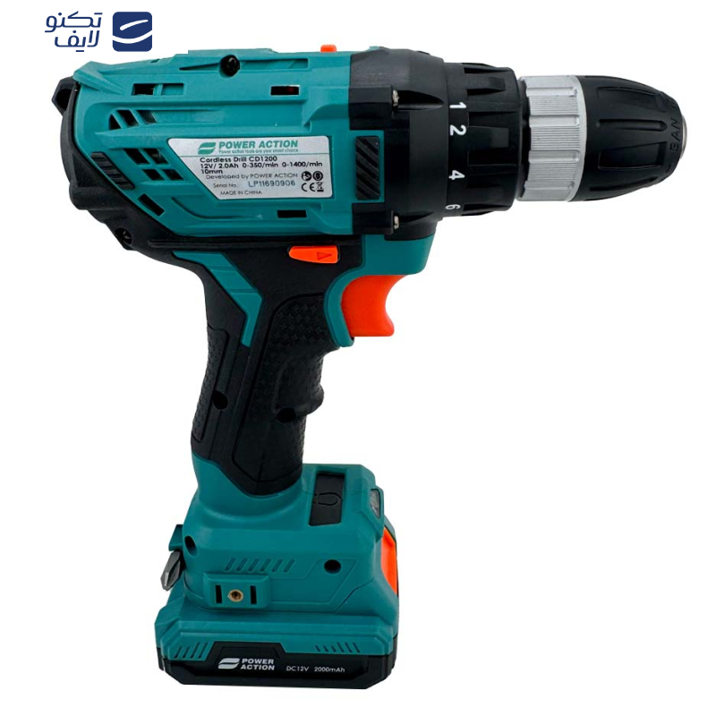 دریل پیچ گوشتی 10 میلی متری 12 ولت پاور اکشن مدل CD1200