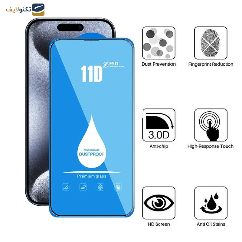 محافظ صفحه نمایش 11D اپیکوی مدل Blue ESD مناسب برای گوشی موبایل اپل iPhone 15 Pro Max محافظ صفحه نمایش 11D اپیکوی مدل Blue ESD مناسب برای گوشی موبایل اپل iPhone 15 Pro Max