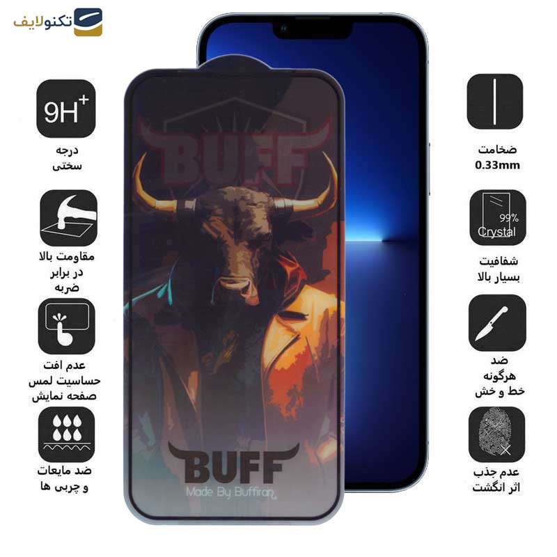 محافظ صفحه نمایش بوف مدل 5D Buffer-G مناسب برای گوشی موبایل اپل iPhone 13 Pro Max / 14 Plus محافظ صفحه نمایش بوف مدل 5D Buffer-G مناسب برای گوشی موبایل اپل iPhone 13 Pro Max / 14 Plus
