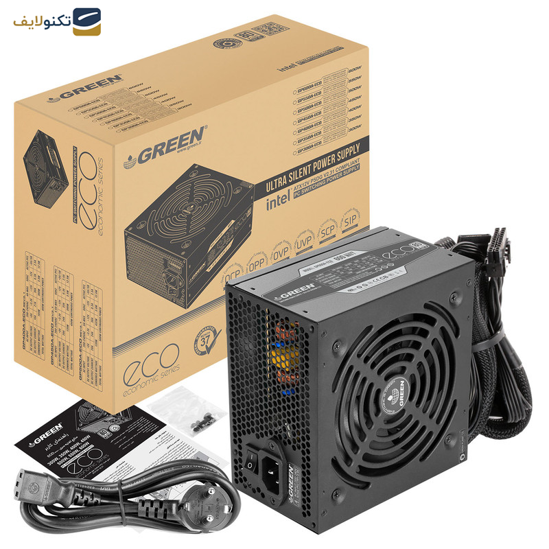منبع تغذیه کامپیوتر گرین مدل GP600A-ECO Rev3.1 منبع تغذیه کامپیوتر گرین مدل GP600A-ECO Rev3.1