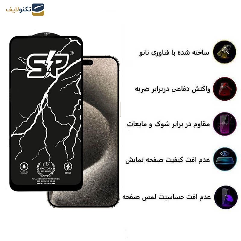 محافظ صفحه نمایش اپیکوی مدل SP Factory مناسب برای گوشی موبایل اپل iPhone 15 Pro Max محافظ صفحه نمایش اپیکوی مدل SP Factory مناسب برای گوشی موبایل اپل iPhone 15 Pro Max