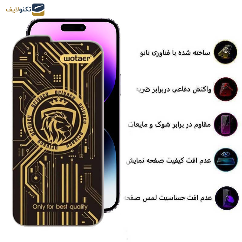 محافظ صفحه نمایش حریم شخصی اپیکوی مدل Wotaer Privacy مناسب برای گوشی موبایل اپل  iPhone 14 Pro Max محافظ صفحه نمایش حریم شخصی اپیکوی مدل Wotaer Privacy مناسب برای گوشی موبایل اپل  iPhone 14 Pro Max