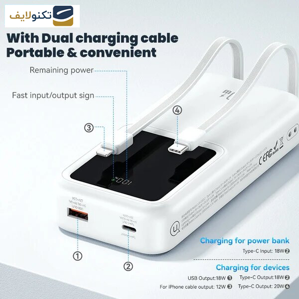 پاوربانک یوسمز مدل CD213 ظرفیت 30000 میلی آمپر ساعت پاوربانک یوسمز مدل CD213 ظرفیت 30000 میلی آمپر ساعت