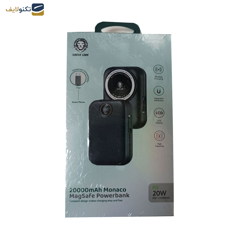 پاوربانک گرین لاین مدل  Monaco Magsafe 20w ظرفیت 20000 میلی آمپر ساعت پاوربانک گرین لاین مدل  Monaco Magsafe 20w ظرفیت 20000 میلی آمپر ساعت