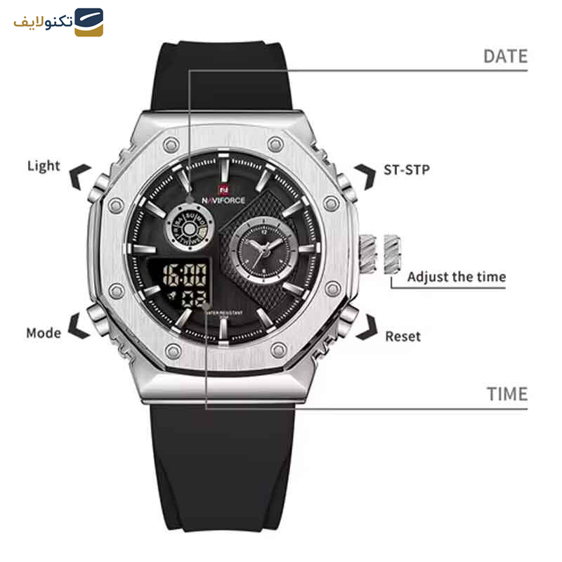 ساعت مچی دیجیتال مردانه نیوی فورس مدل NF9216 S B B ساعت مچی دیجیتال مردانه نیوی فورس مدل NF9216 S B B