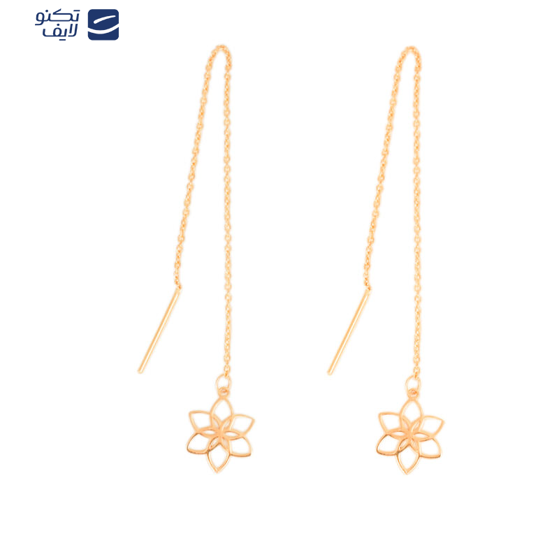 گوشواره بخیه ای طلا 18 عیار طرح گل لوتوس گوشواره بخیه ای طلا 18 عیار طرح گل لوتوس