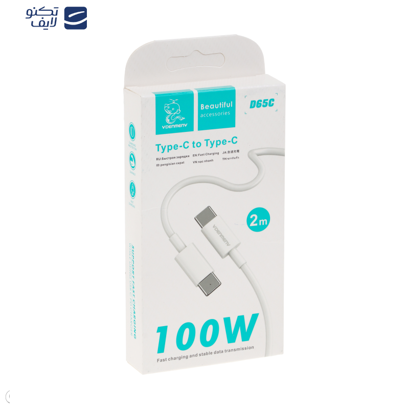 کابل USB-C وی دنمن وی مدل D65C طول 2 متر کابل USB-C وی دنمن وی مدل D65C طول 2 متر