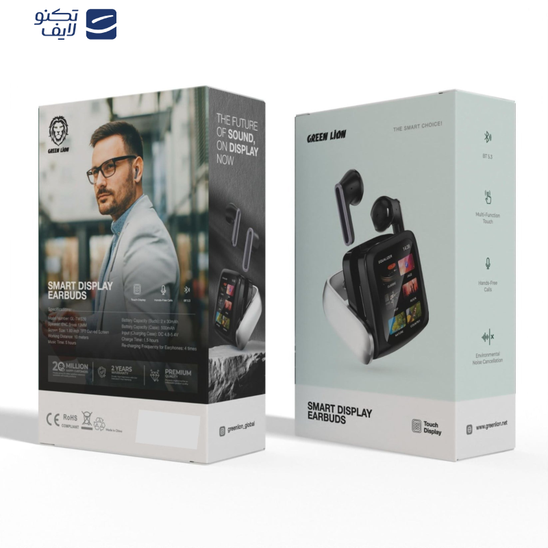 هدفون بلوتوثی گرین لاین مدل Smart Display Earbuds  هدفون بلوتوثی گرین لاین مدل Smart Display Earbuds