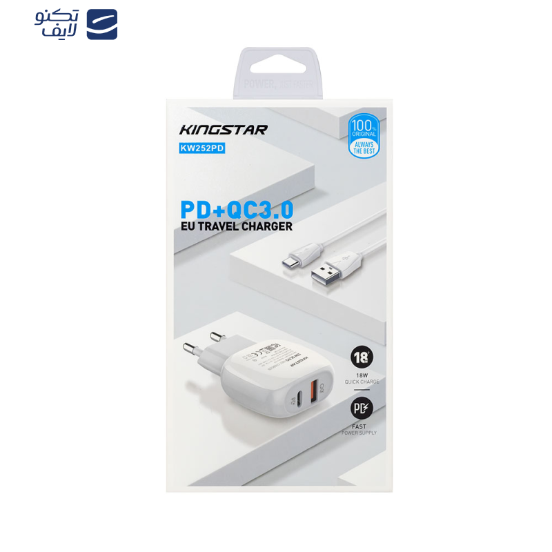 شارژر دیواری 18 وات کینگ استار مدل KW252 PD شارژر دیواری 18 وات کینگ استار مدل KW252 PD