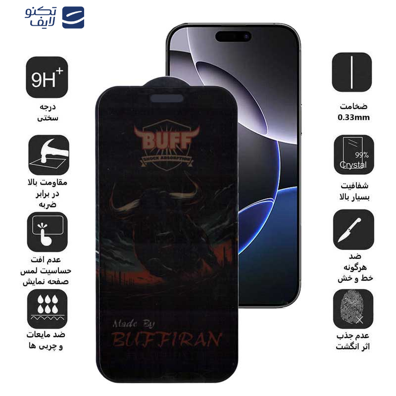 محافظ صفحه نمایش حریم شخصی بوف مدل BullRun Privacy Pro مناسب برای گوشی موبایل اپل iPhone 16 Pro محافظ صفحه نمایش حریم شخصی بوف مدل BullRun Privacy Pro مناسب برای گوشی موبایل اپل iPhone 16 Pro