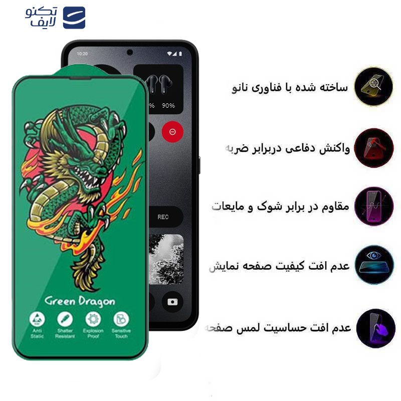 محافظ صفحه نمایش اپیکوی مدل Green Dragon ExplosionProof مناسب برای گوشی موبایل ناتینگ فون CMF 1 محافظ صفحه نمایش اپیکوی مدل Green Dragon ExplosionProof مناسب برای گوشی موبایل ناتینگ فون CMF 1