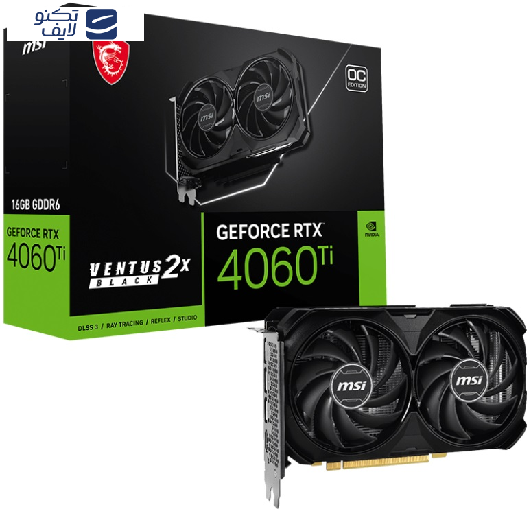 کارت گرافیک ام اس آی مدل GeForce RTX™ 4060 Ti VENTUS 2X BLACK 16G OC کارت گرافیک ام اس آی مدل GeForce RTX™ 4060 Ti VENTUS 2X BLACK 16G OC
