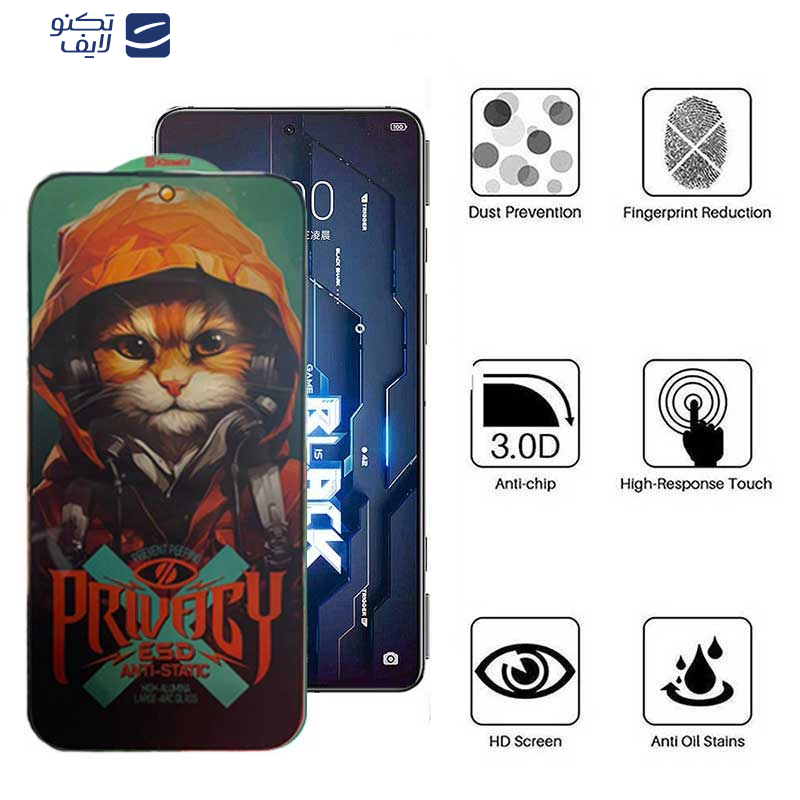 محافظ صفحه نمایش حریم شخصی اپیکوی مدل Privacy Hoodie Cat مناسب برای گوشی موبایل شیائومی Black Shark 5 Pro/5/4Pro/4/3/3S