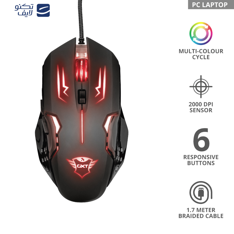 ماوس مخصوص بازی تراست مدل GXT 108 Rava illuminated ماوس مخصوص بازی تراست مدل GXT 108 Rava illuminated