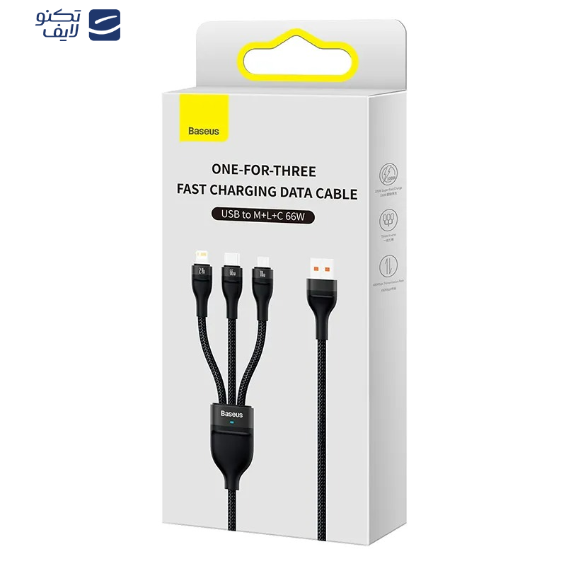 کابل تبدیل USB به MicroUSB/USB-C/لایتنینگ بیسوس مدل CB0029 66W طول 1.2 متر کابل تبدیل USB به MicroUSB/USB-C/لایتنینگ بیسوس مدل CB0029 66W طول 1.2 متر