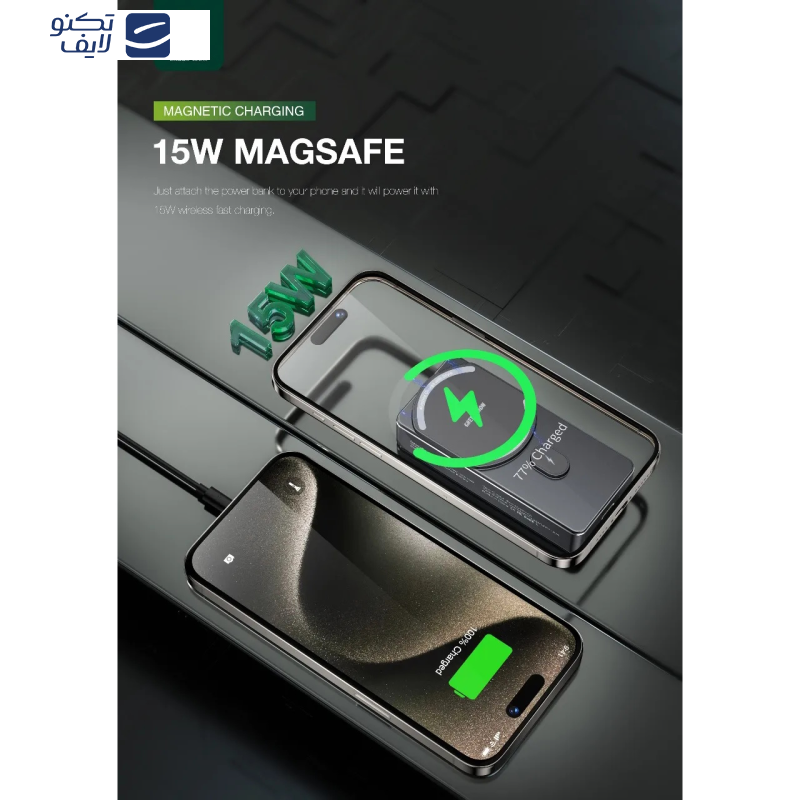 پاوربانک مگ سیف گرین مدل MILTON ظرفیت 10000 میلی آمپر پاوربانک مگ سیف گرین مدل MILTON ظرفیت 10000 میلی آمپر