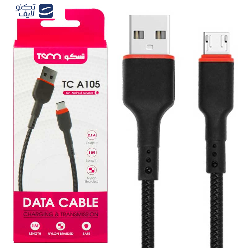 کابل تبدیل USB به microUSB تسکو TC A105 طول 1 متر کابل تبدیل USB به microUSB تسکو TC A105 طول 1 متر