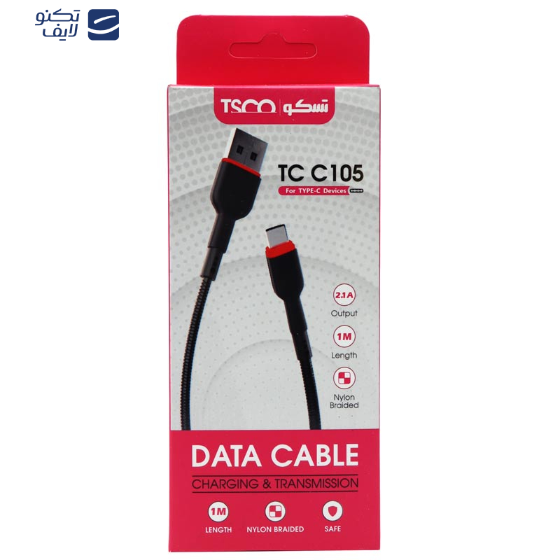 کابل تبدیل USB به USB-C تسکو مدل TCC105 طول 1 متر   کابل تبدیل USB به USB-C تسکو مدل TCC105 طول 1 متر