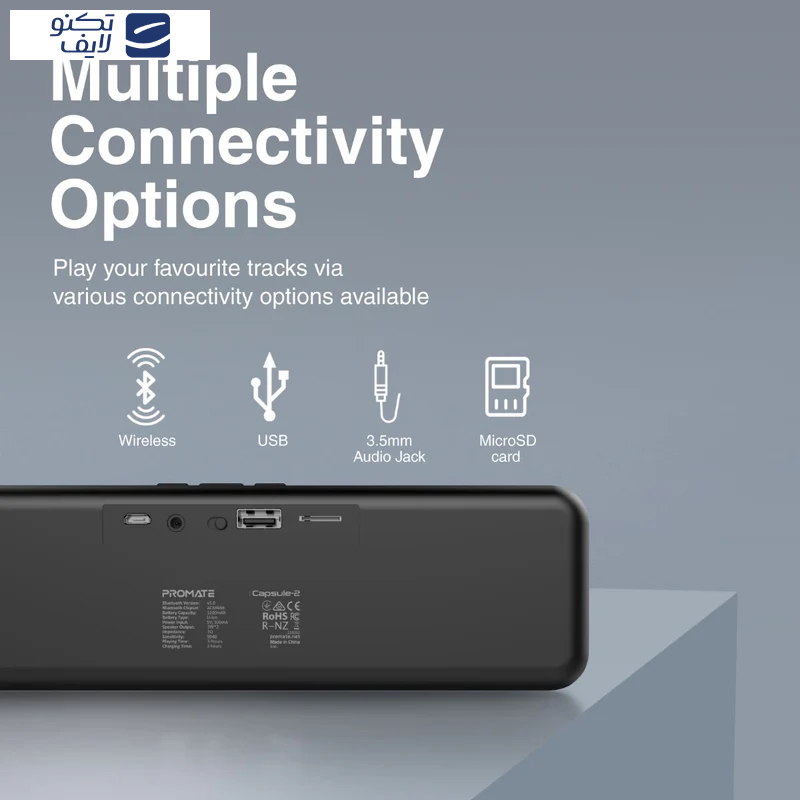 اسپیکر بلوتوثی قابل حمل پرومیت مدل CAPSULE-2.BLK اسپیکر بلوتوثی قابل حمل پرومیت مدل CAPSULE-2.BLK
