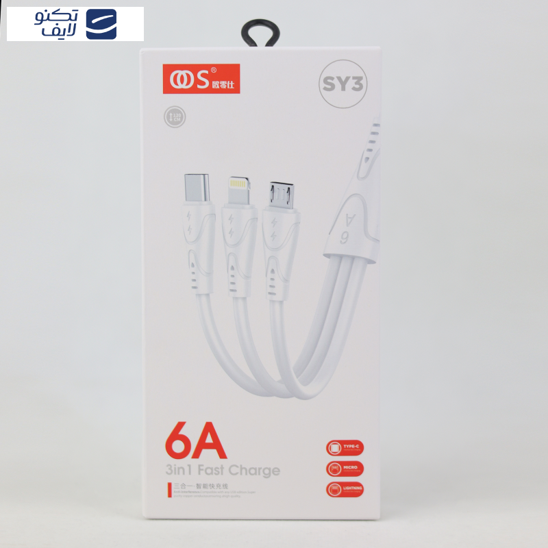 کابل تبدیل USB به لایتنینگ/USB-C/microUSB اووس مدل SY3 طول 1.18 متر کابل تبدیل USB به لایتنینگ/USB-C/microUSB اووس مدل SY3 طول 1.18 متر