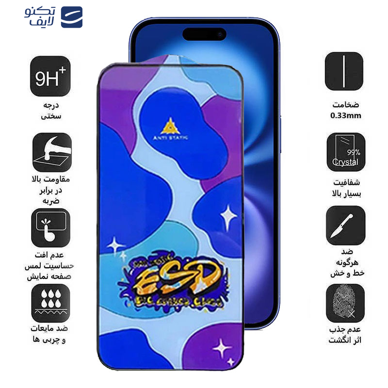 محافظ صفحه نمایش اپیکوی مدل Star ESD مناسب برای گوشی موبایل اپل iPhone 16/15 محافظ صفحه نمایش اپیکوی مدل Star ESD مناسب برای گوشی موبایل اپل iPhone 16/15