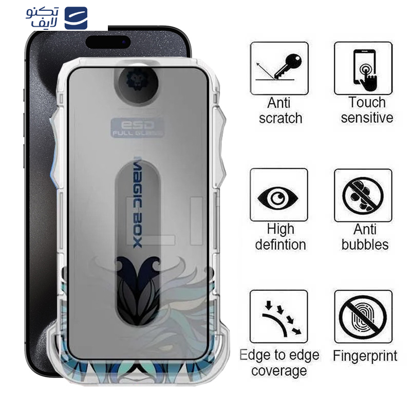 محافظ صفحه نمایش حریم شخصی اپیکوی مدل Lion Privacy Easy Install مناسب برای گوشی موبایل اپل iPhone 15 Pro  به همراه کیت نصب محافظ صفحه نمایش حریم شخصی اپیکوی مدل Lion Privacy Easy Install مناسب برای گوشی موبایل اپل iPhone 15 Pro  به همراه کیت نصب