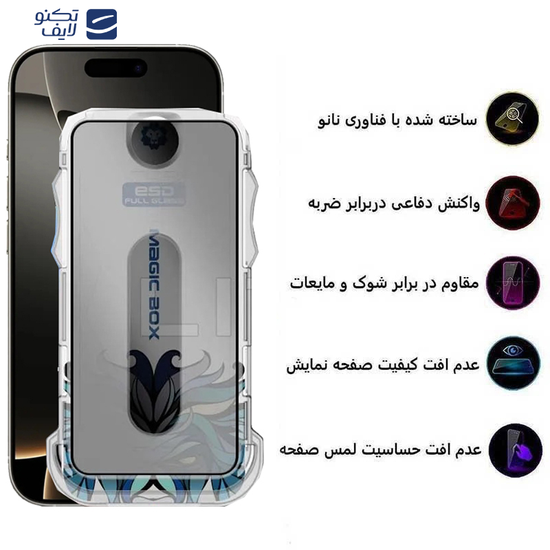 محافظ صفحه نمایش حریم شخصی اپیکوی مدل Lion Privacy Easy Install مناسب برای گوشی موبایل اپل iPhone 16 Pro  به همراه کیت نصب محافظ صفحه نمایش حریم شخصی اپیکوی مدل Lion Privacy Easy Install مناسب برای گوشی موبایل اپل iPhone 16 Pro  به همراه کیت نصب