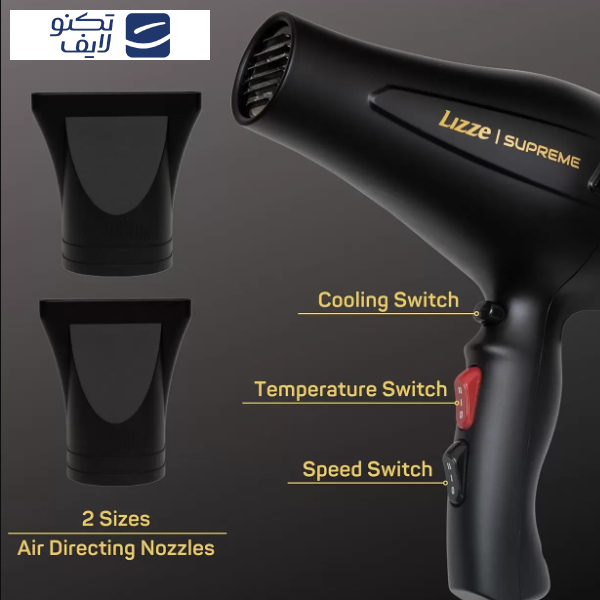 سشوار حرفه ای لیز مدل Supreme، موتور AC با توان مصرفی 2600 وات، دارای قابلیت باد سرد، با حالت صافکننده و خشککننده، وزن 480 گرم، تنظیم حرارت 3 حالته، کنترل سرعت 2 حالته، 2 عدد سری متمرکزکننده سشوار حرفه ای لیز مدل Supreme، موتور AC با توان مصرفی 2600 وات، دارای قابلیت باد سرد، با حالت صافکننده و خشککننده، وزن 480 گرم، تنظیم حرارت 3 حالته، کنترل سرعت 2 حالته، 2 عدد سری متمرکزکننده